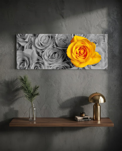 Yellow Rose Glass Wall Art (36"x14")