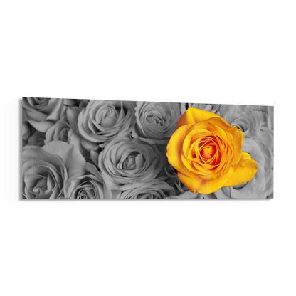Yellow Rose Glass Wall Art (36"x14")