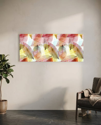 Colored Leaves Glass Wall Art (36"x14")