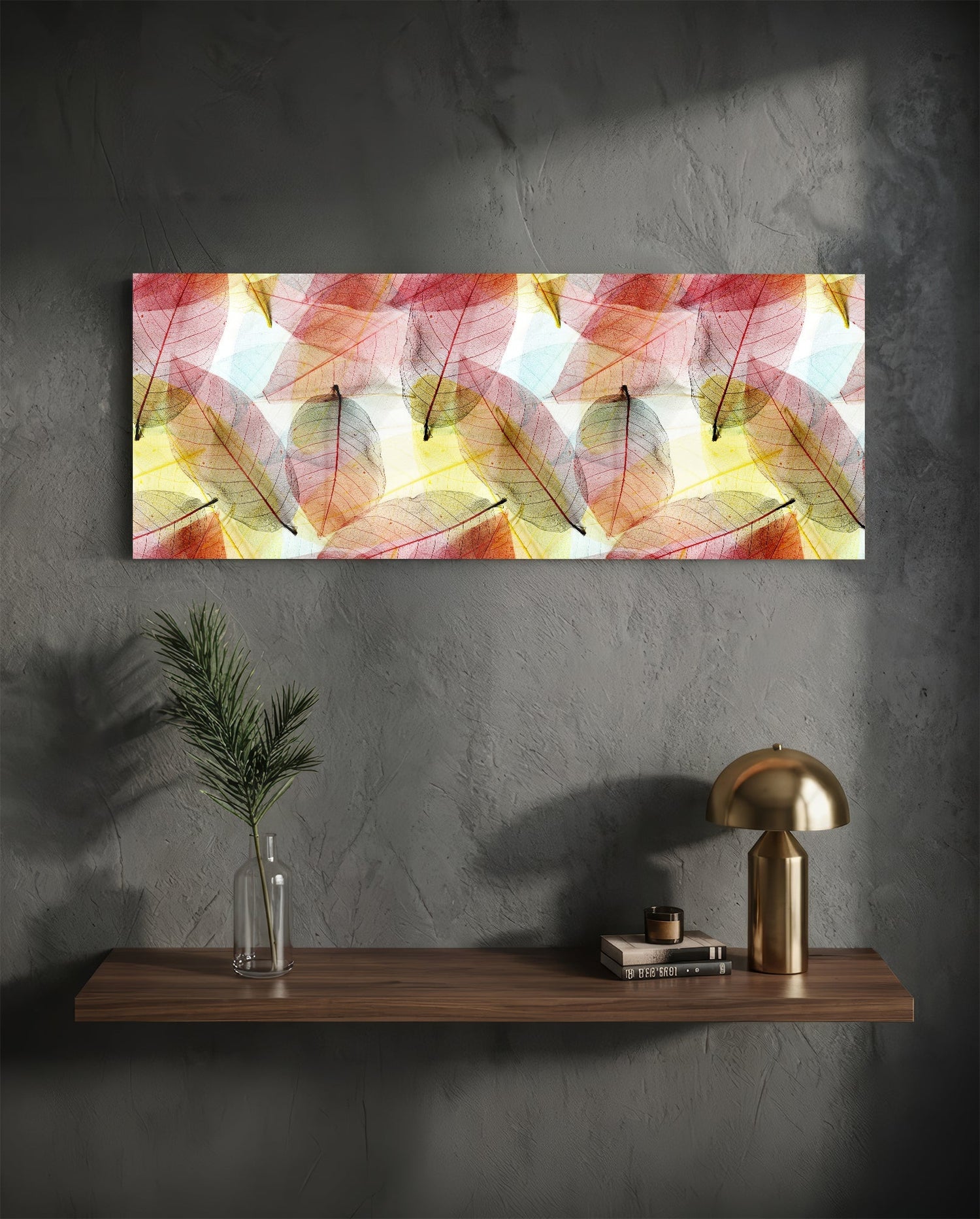 Colored Leaves Glass Wall Art (36"x14")