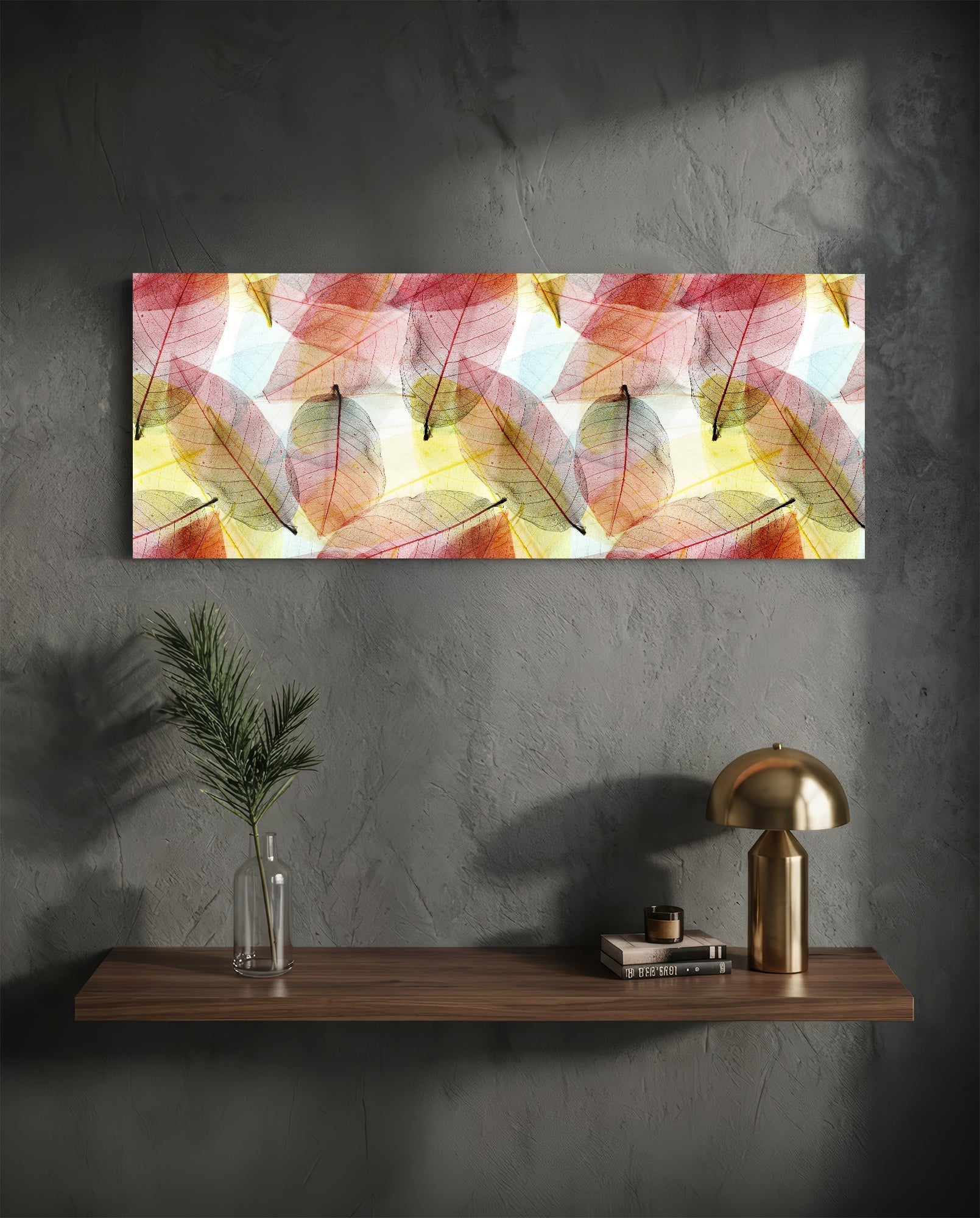 Colored Leaves Glass Wall Art (36"x14")