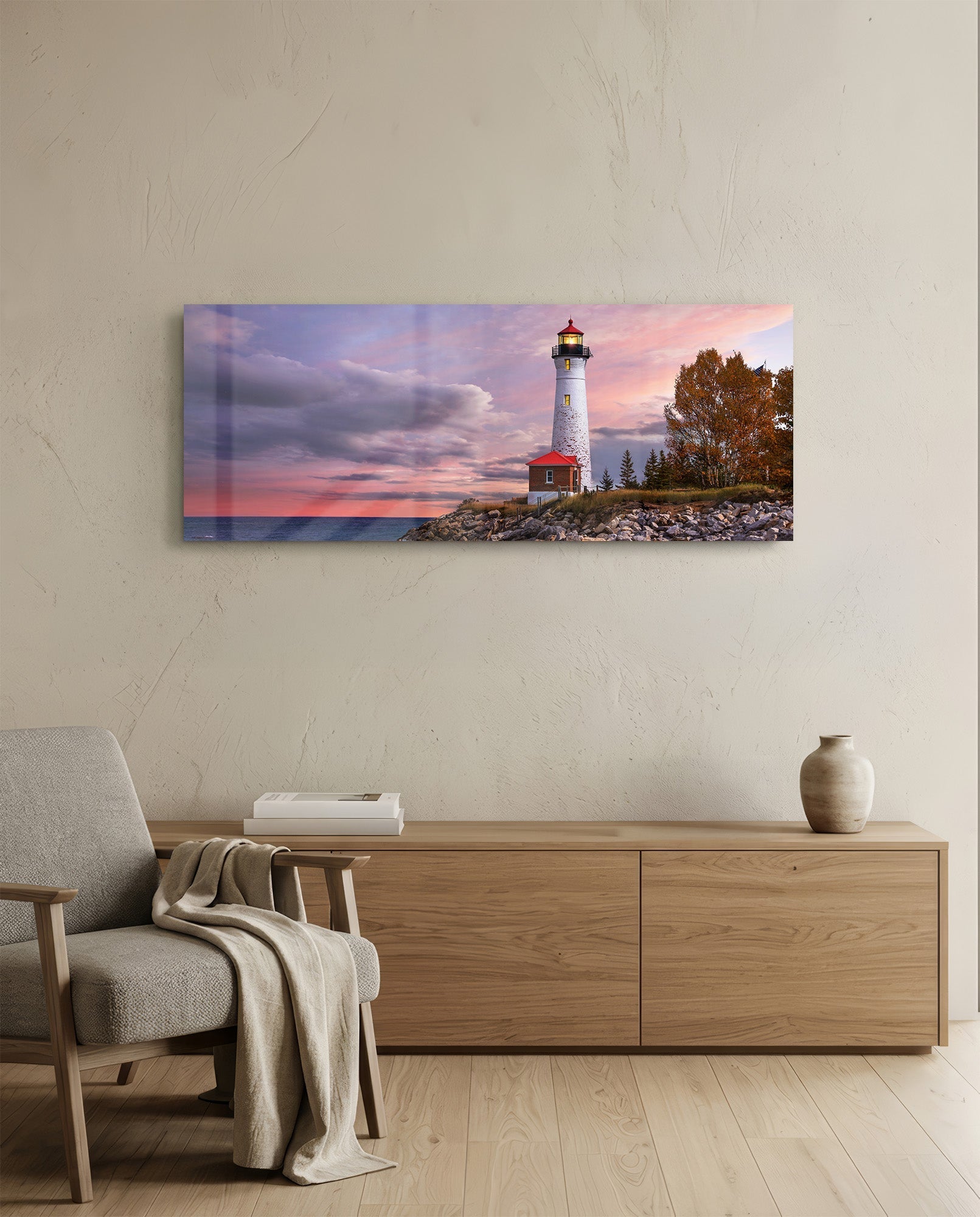 Lighthouse Glass Wall Art (36"x14")