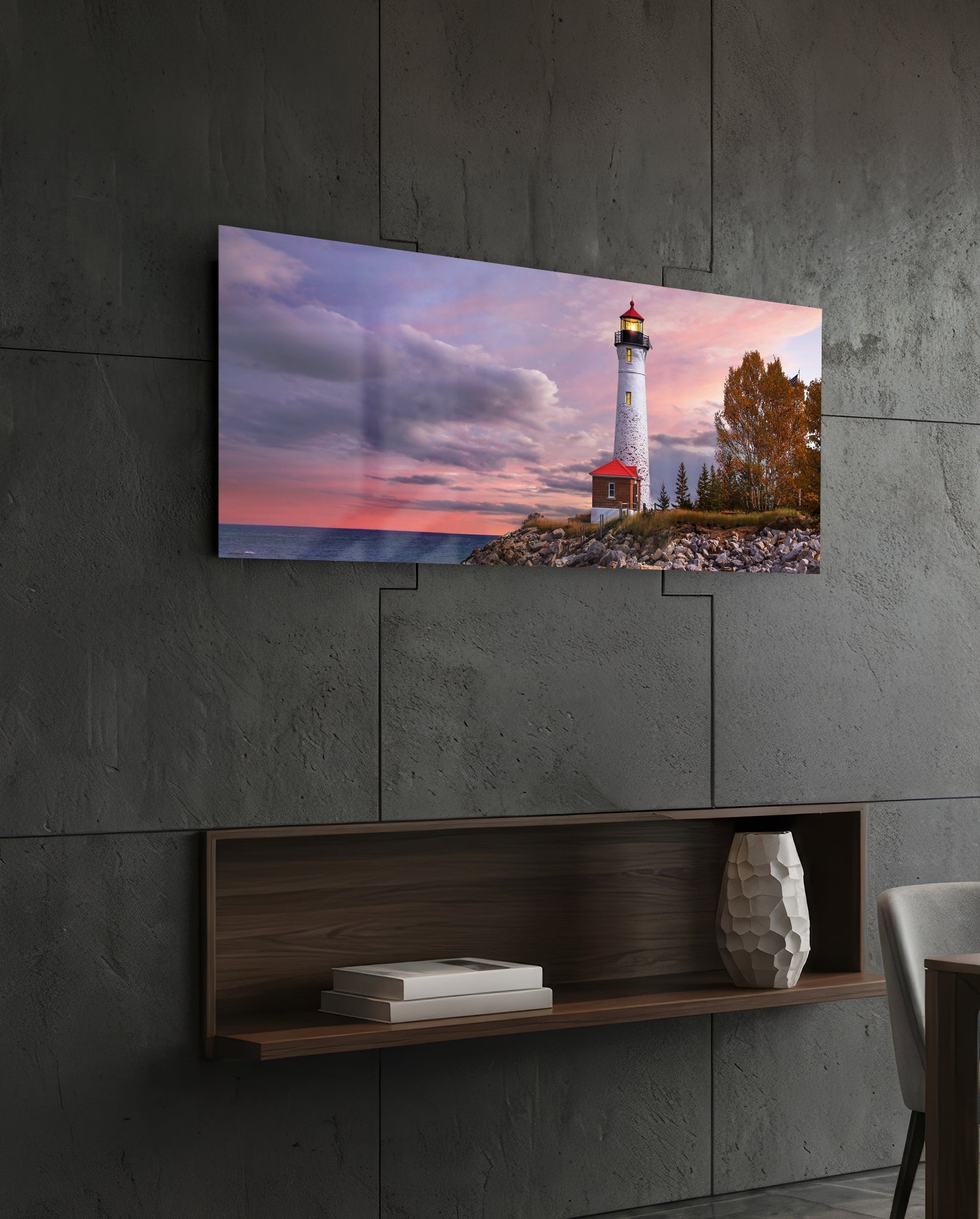 Lighthouse Glass Wall Art (36"x14")