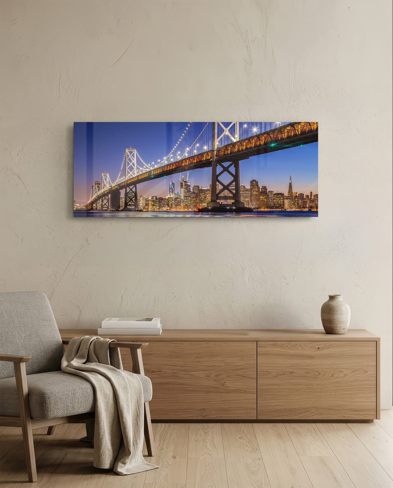 Bridge Glass Wall Art (36"x14")