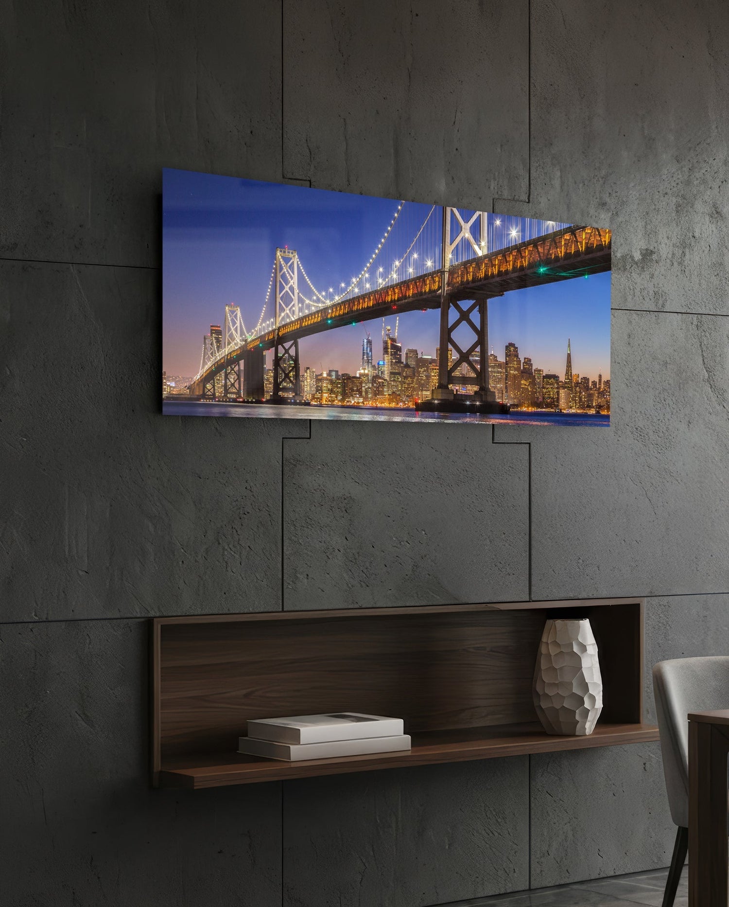Bridge Glass Wall Art (36"x14")