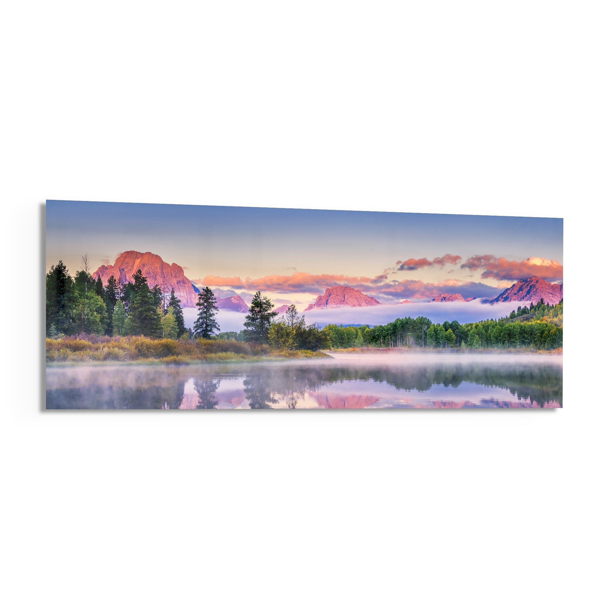 Foggy Mountain Glass Wall Art (36"x14")