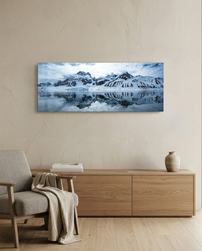 Snowy Mountain Glass Wall Art (36"x14")