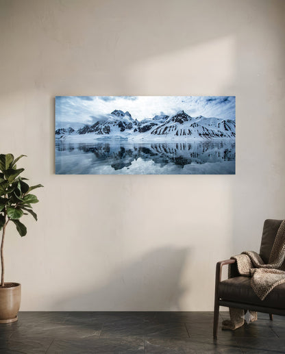 Snowy Mountain Glass Wall Art (36"x14")