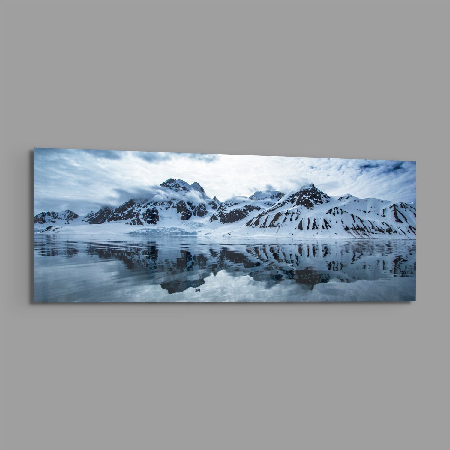 Snowy Mountain Glass Wall Art (36"x14")