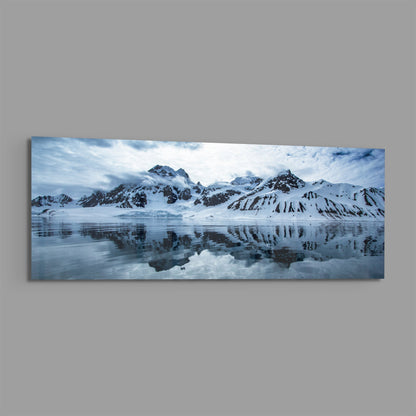 Snowy Mountain Glass Wall Art (36"x14")