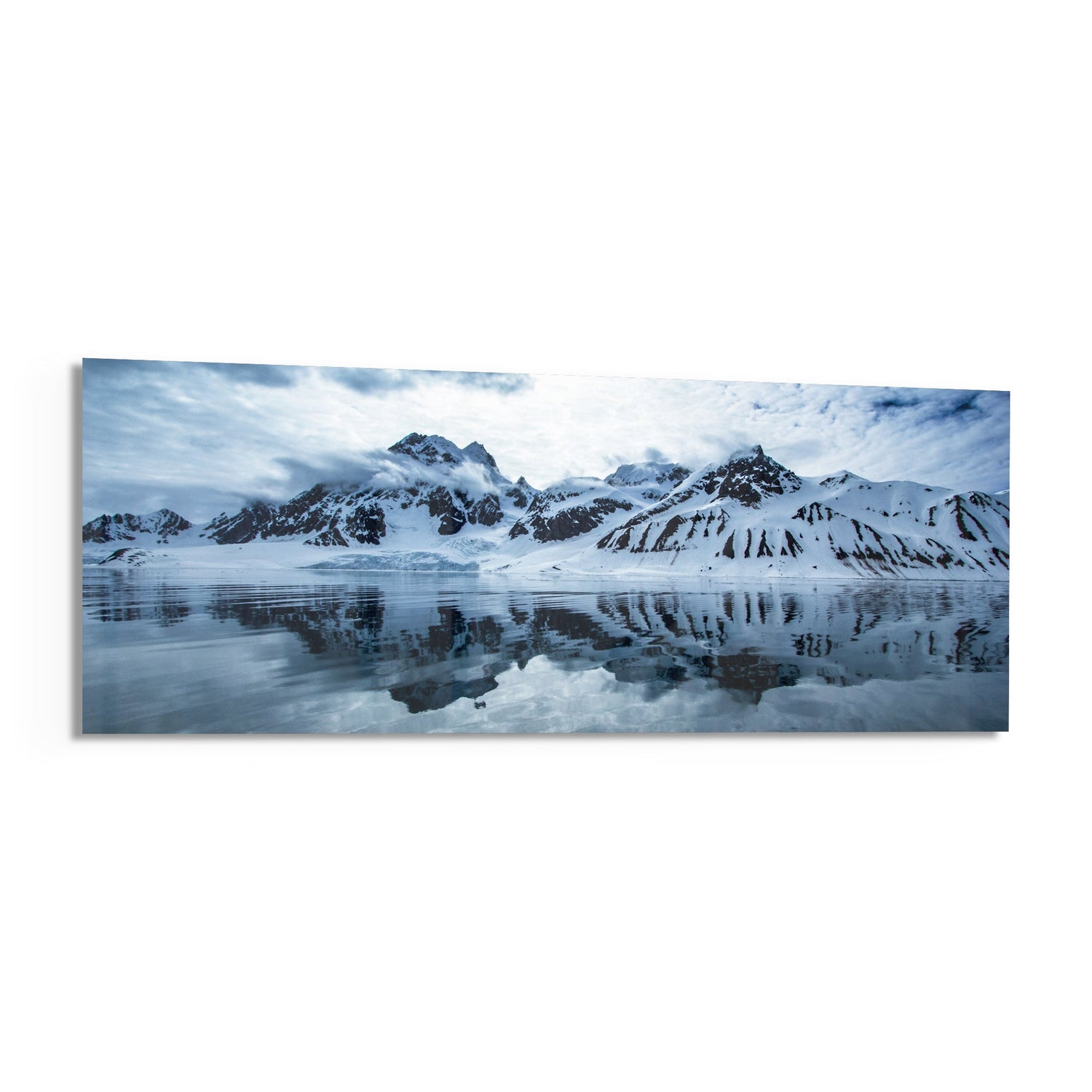 Snowy Mountain Glass Wall Art (36"x14")