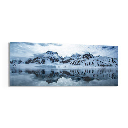Snowy Mountain Glass Wall Art (36"x14")
