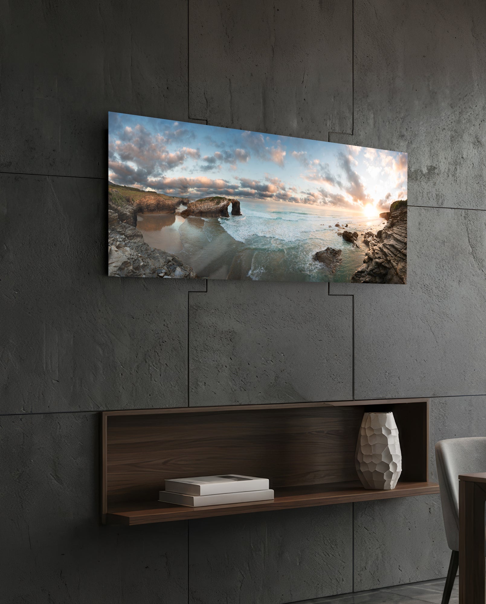 Rock Arch Cliff Coastline Waves Glass Wall Art