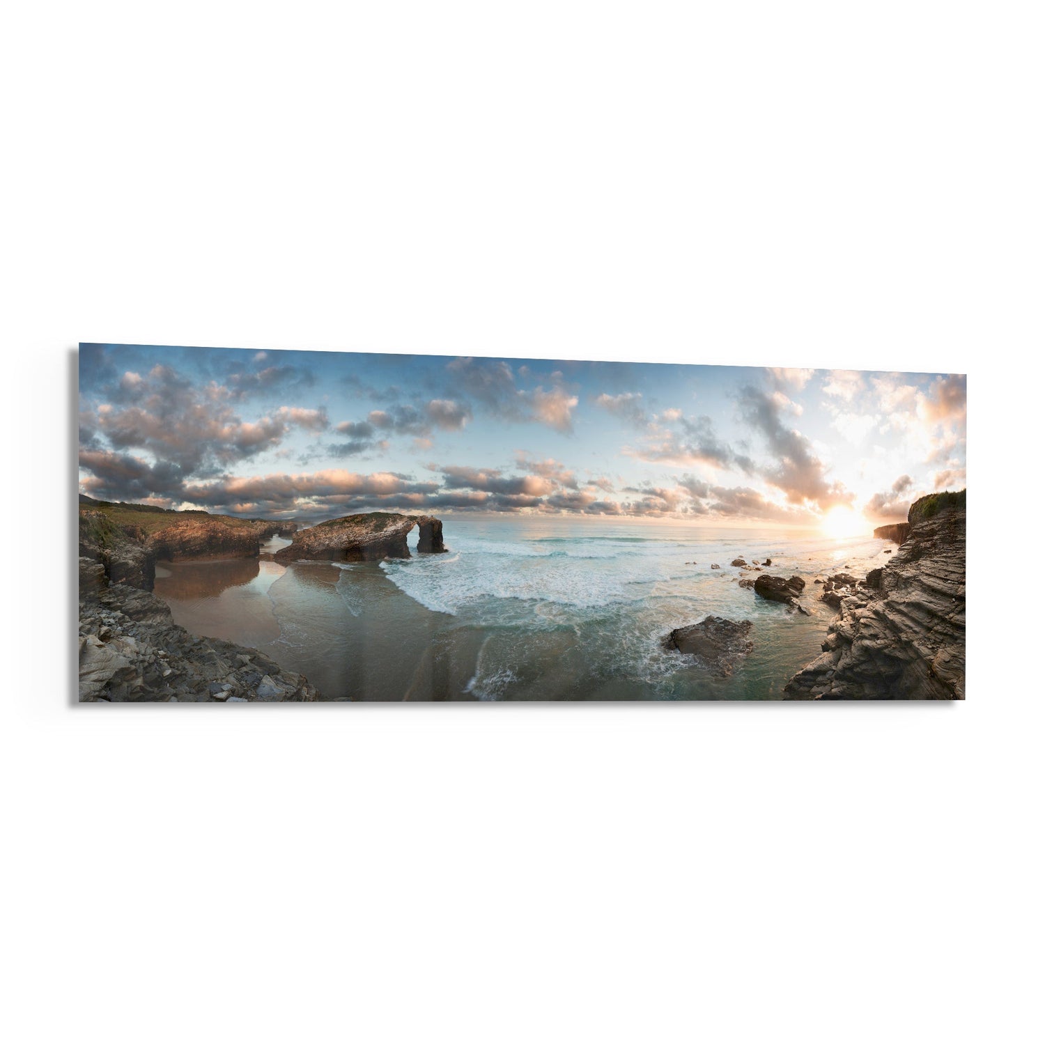 Rock Arch Cliff Coastline Waves Glass Wall Art