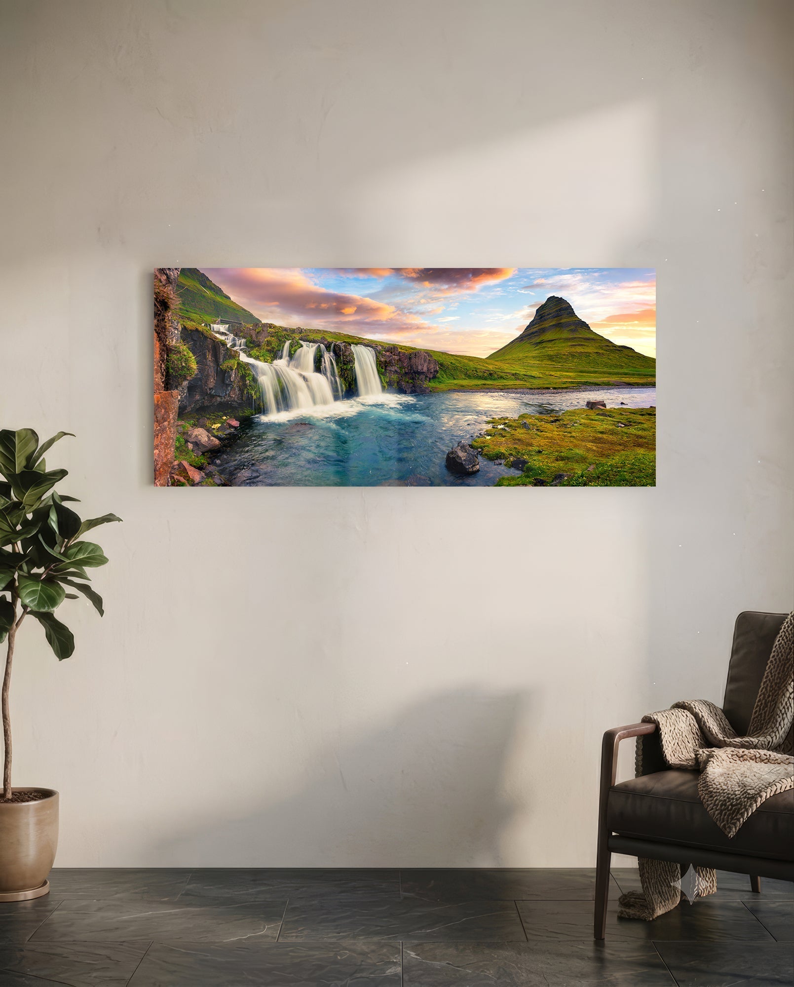 Waterfall Glass Wall Art (36"x14")