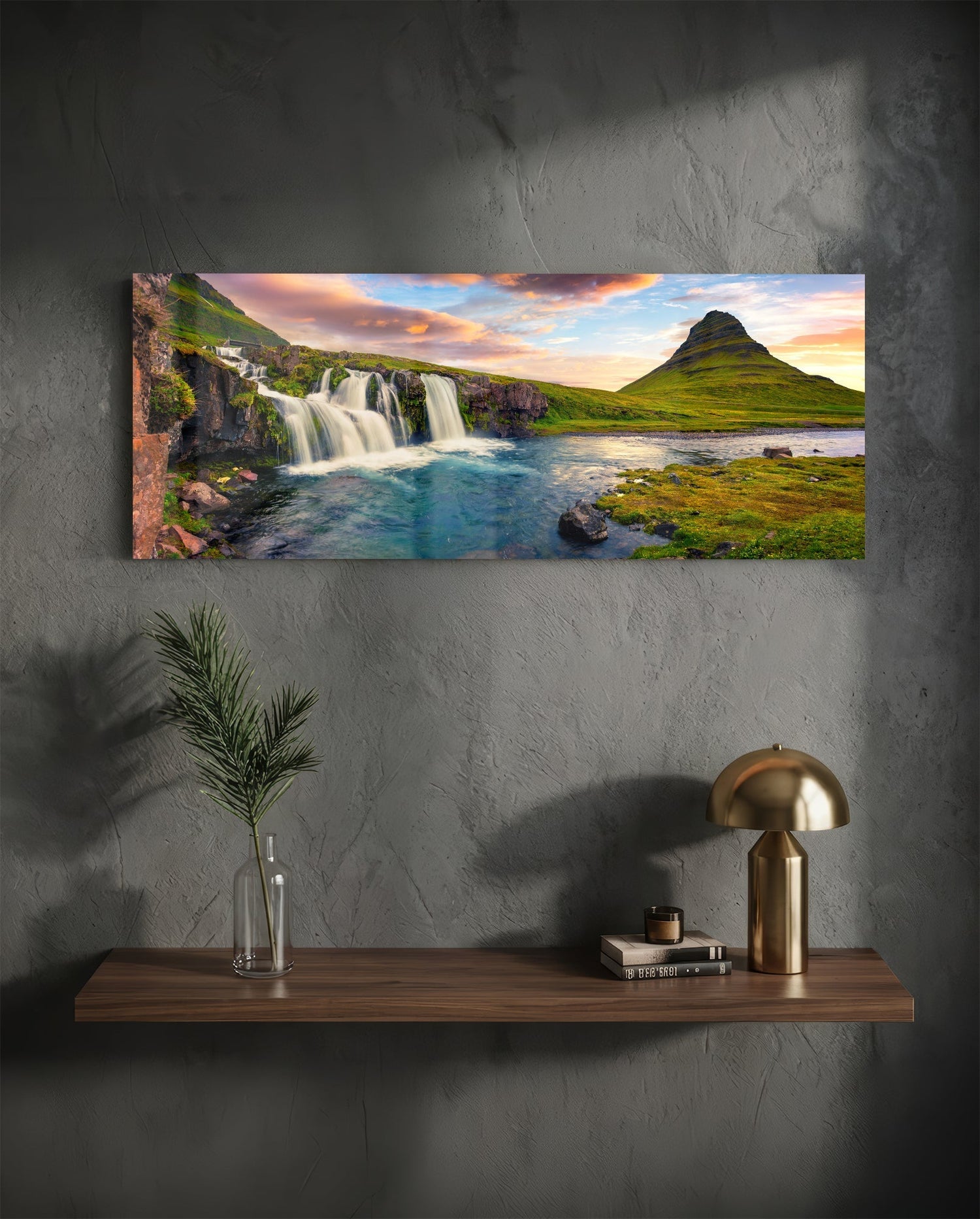 Waterfall Glass Wall Art (36"x14")