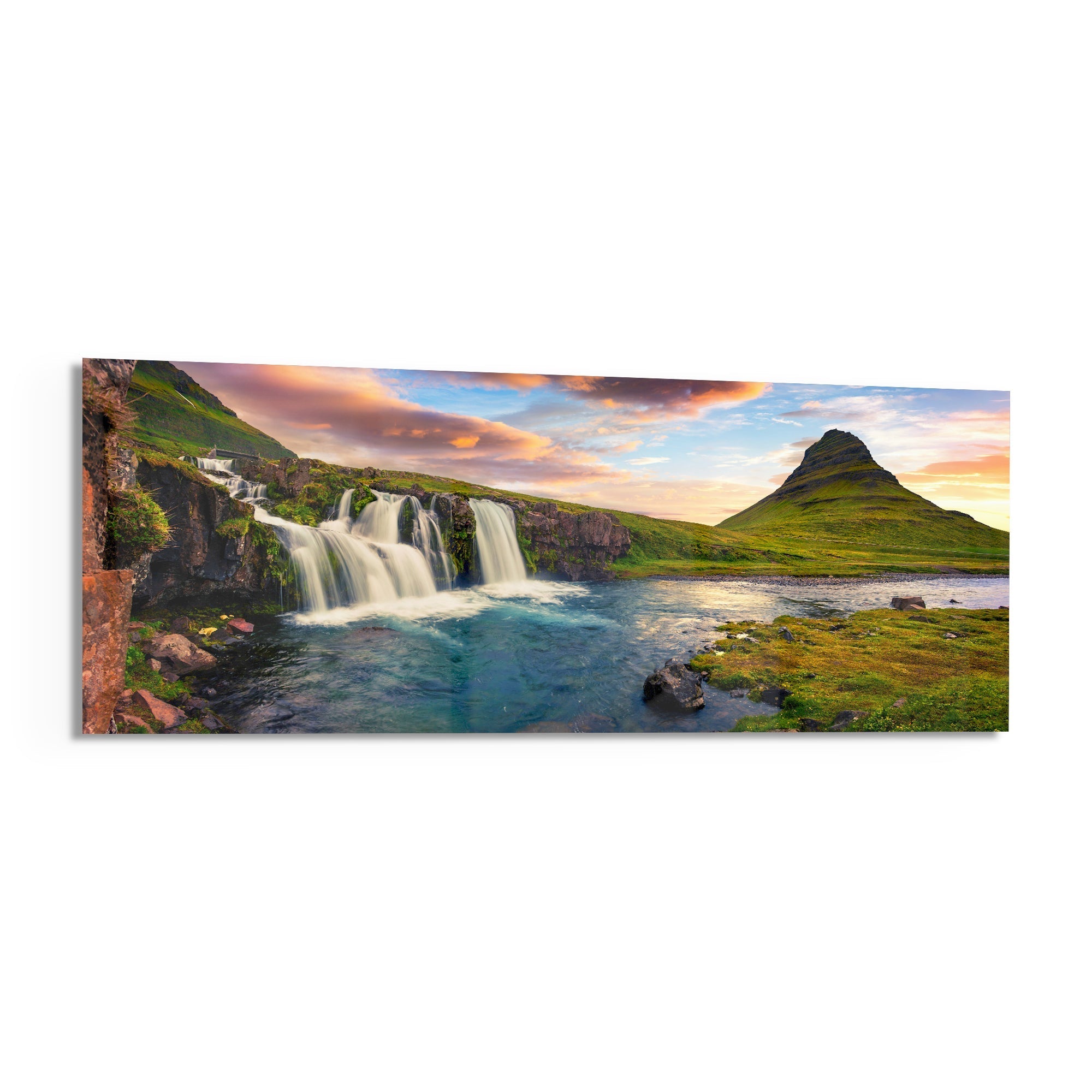 Waterfall Glass Wall Art (36"x14")