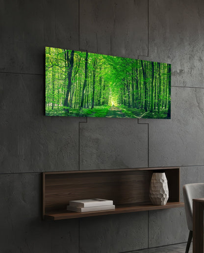 Leafy Tunnel Woodland Path Glass Wall Art