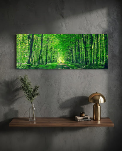Leafy Tunnel Woodland Path Glass Wall Art