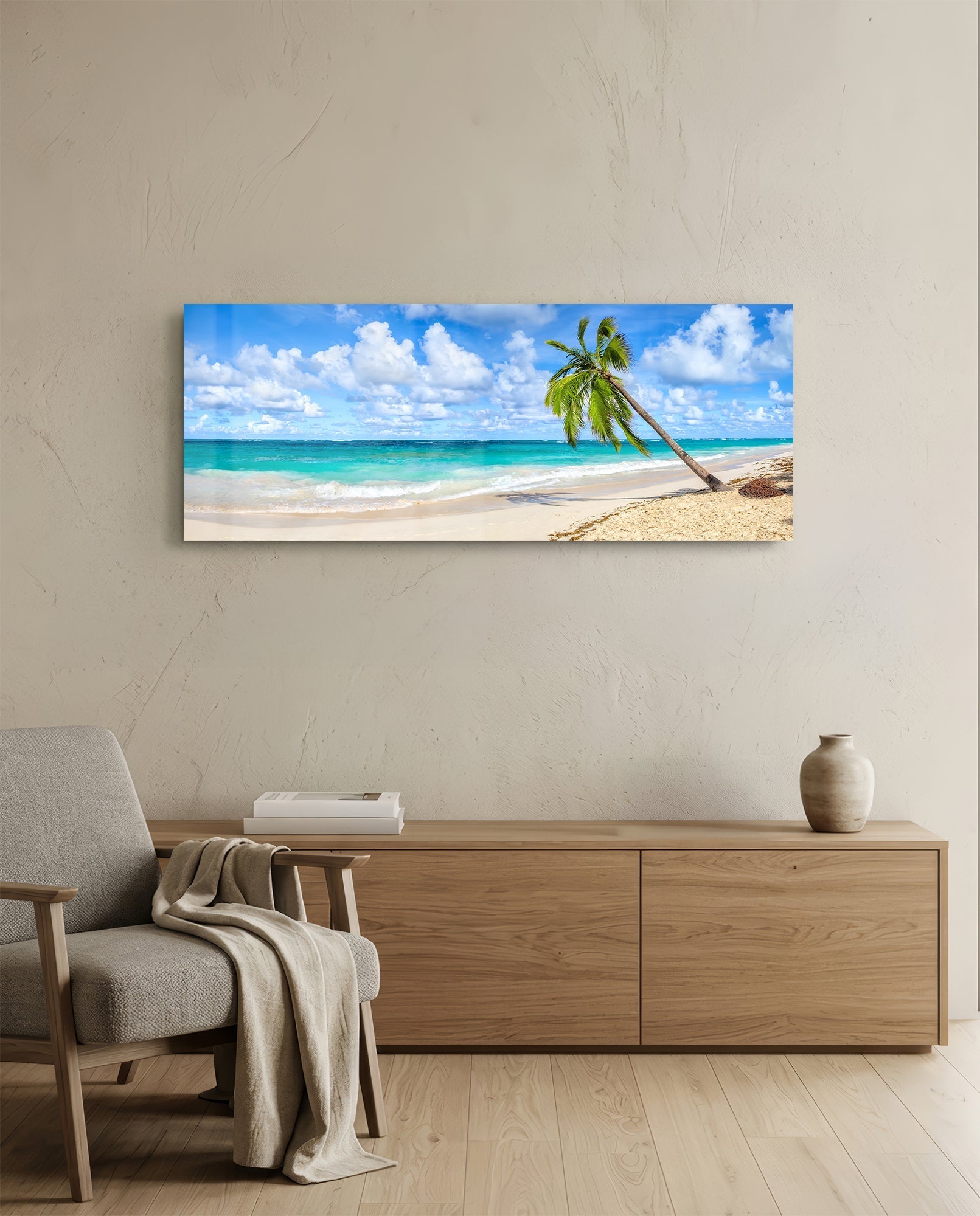 Palm Tree Glass Wall Art (36"x14")