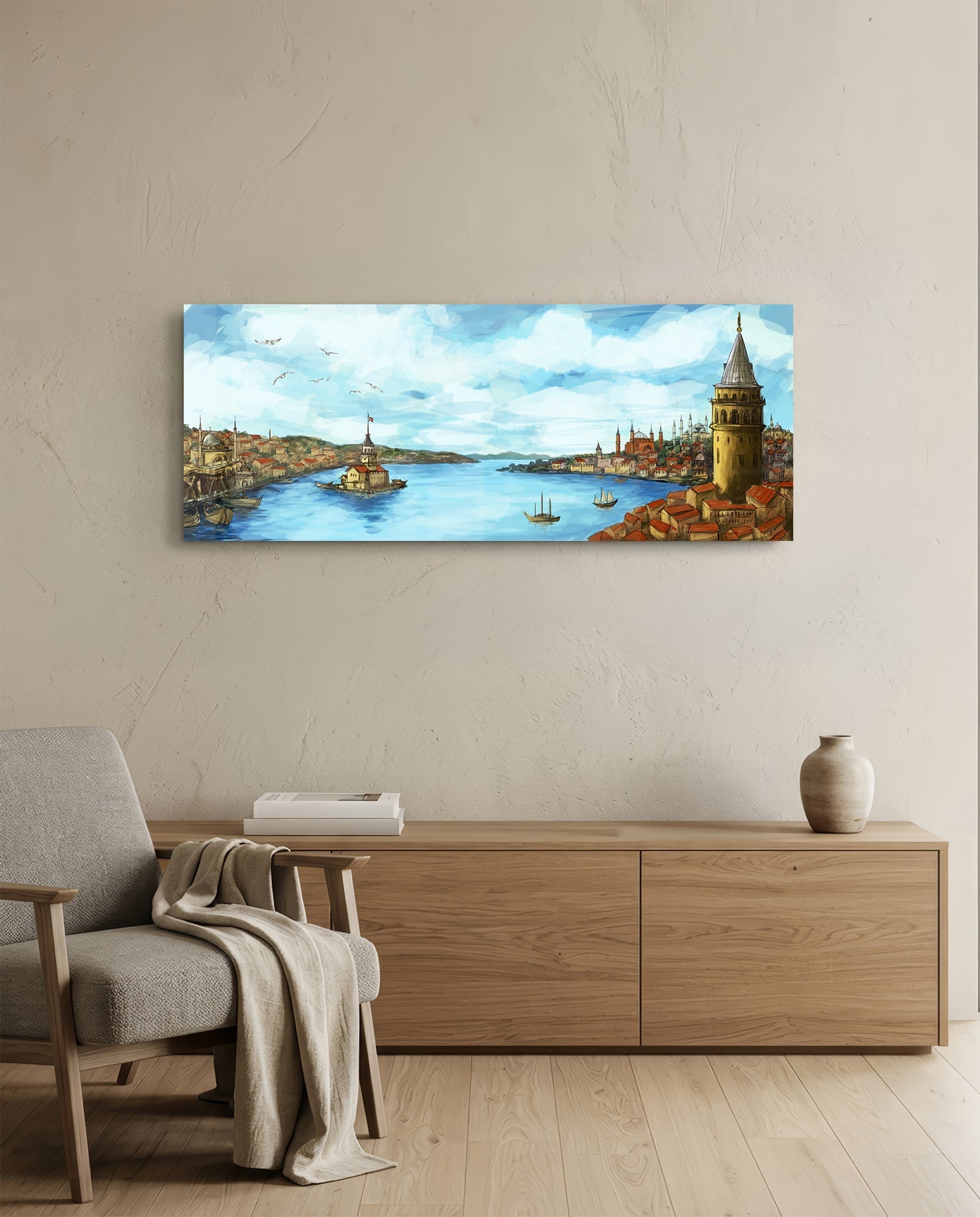Old Istanbul Glass Wall Art (36"x14")