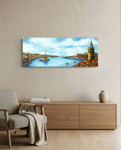 Old Istanbul Glass Wall Art (36"x14")