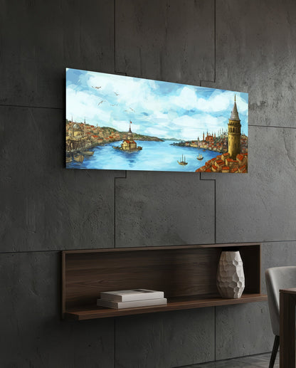 Old Istanbul Glass Wall Art (36"x14")