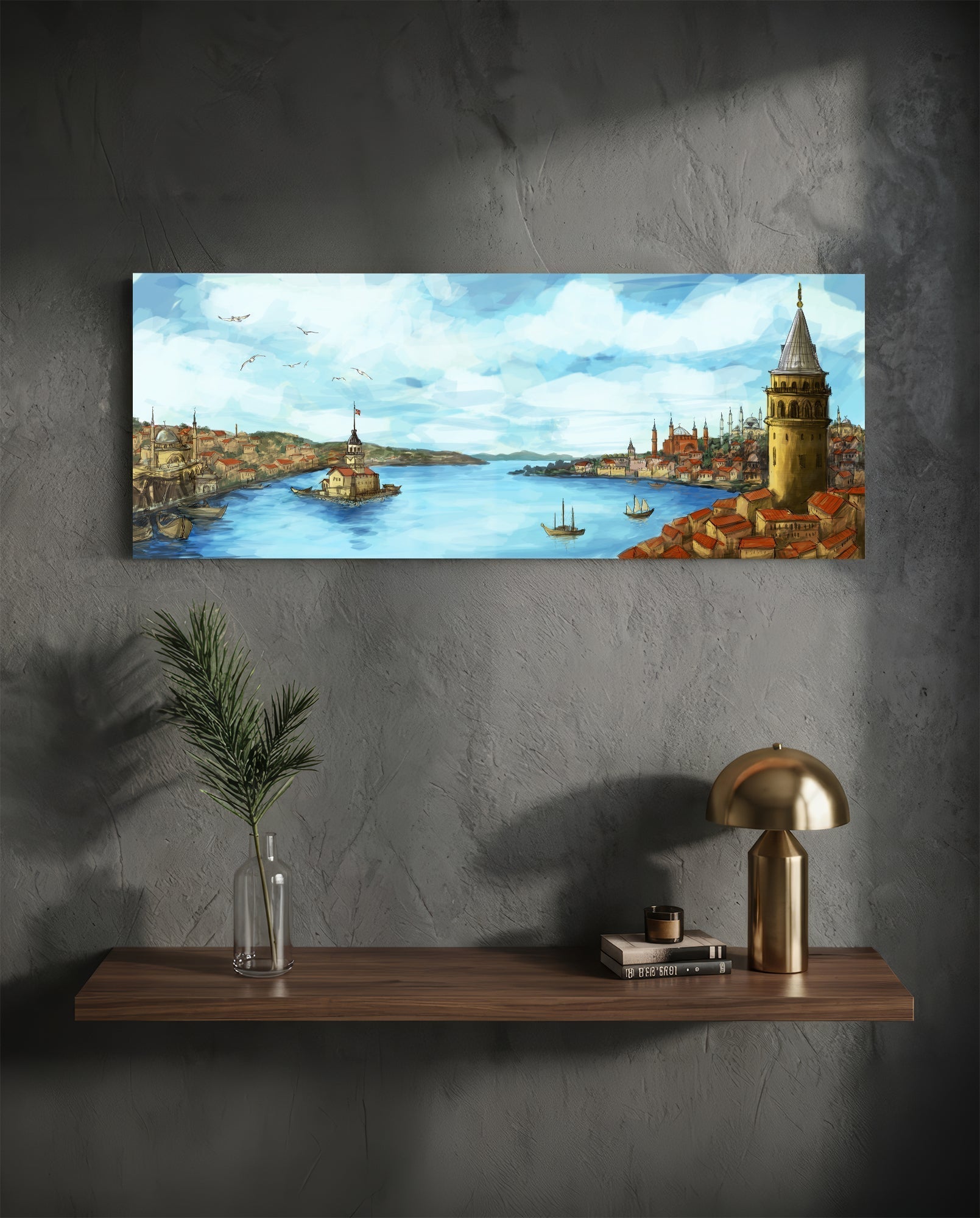 Old Istanbul Glass Wall Art (36"x14")