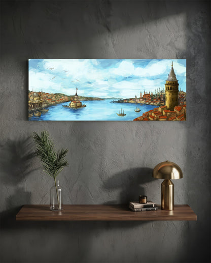 Old Istanbul Glass Wall Art (36"x14")