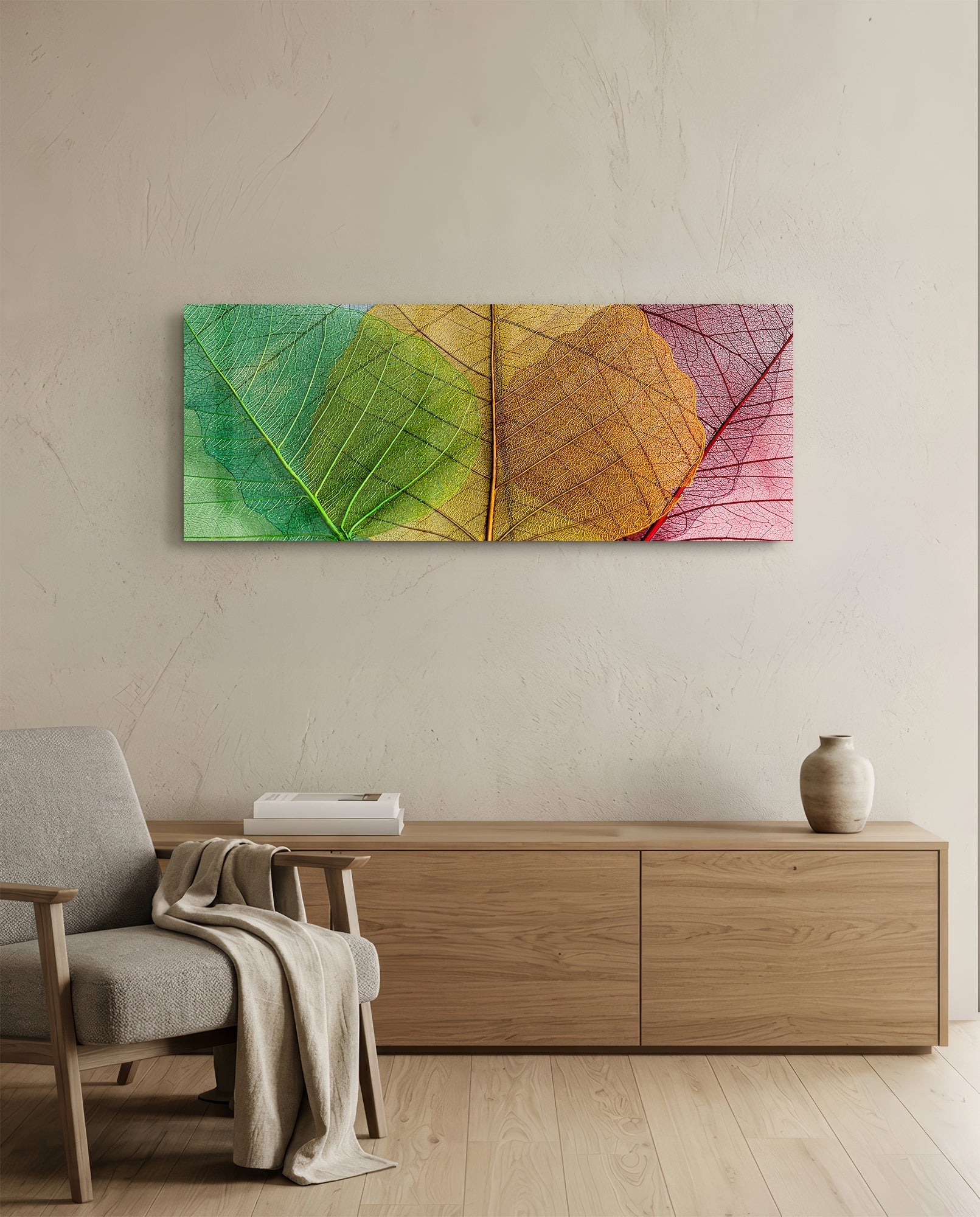 Leaves Glass Wall Art (36"x14")