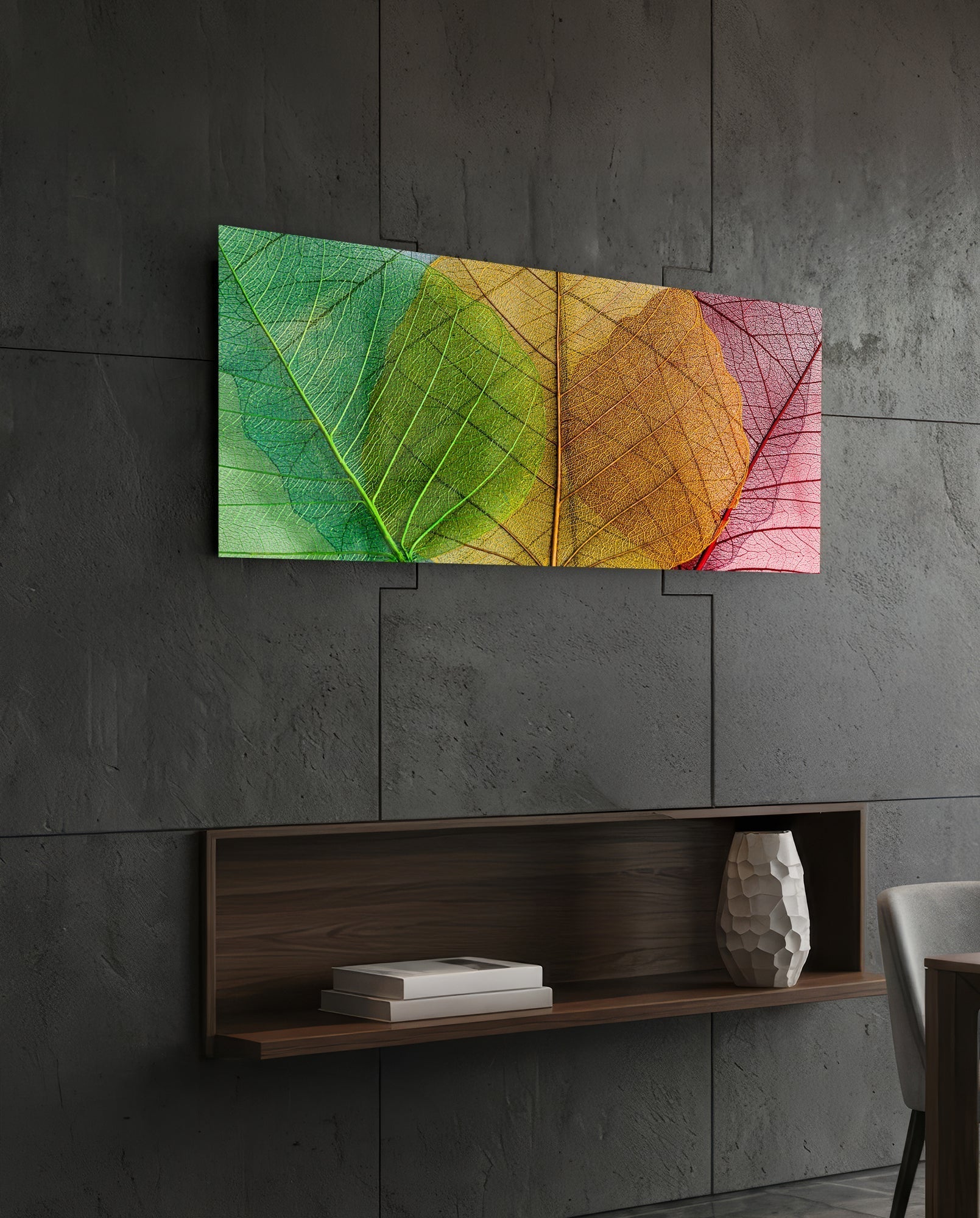 Leaves Glass Wall Art (36"x14")