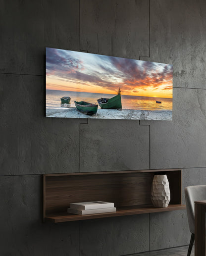 Sunset By The Sea Glass Wall Art (36"x14")
