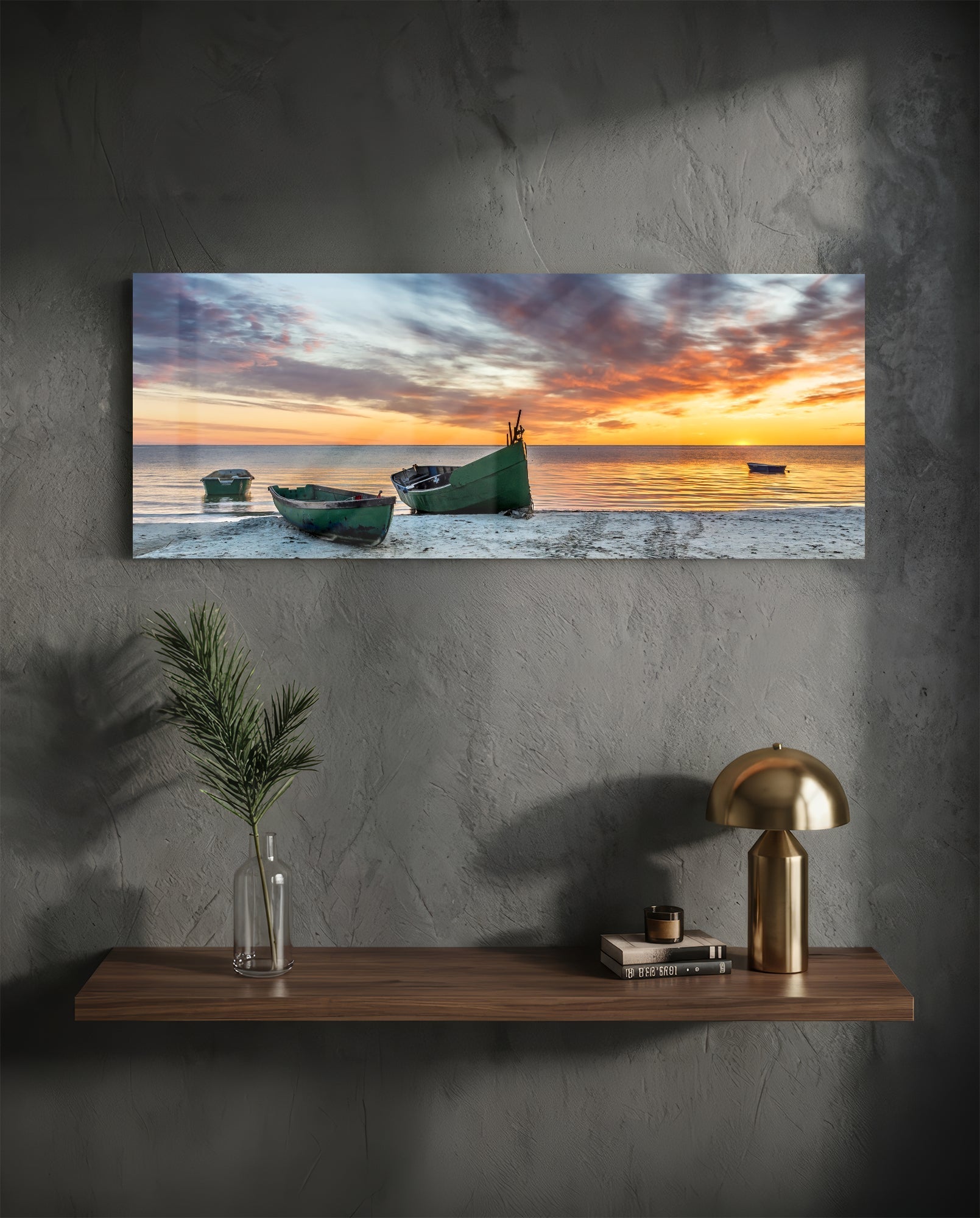 Sunset By The Sea Glass Wall Art (36"x14")