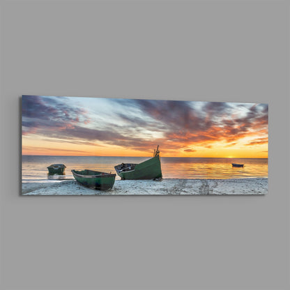 Sunset By The Sea Glass Wall Art (36"x14")