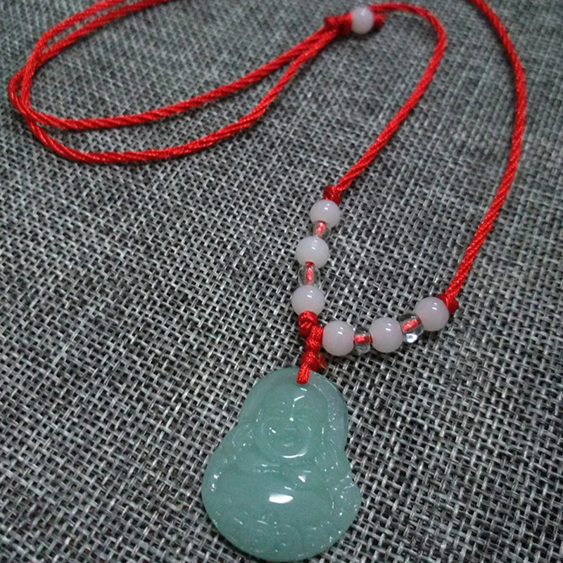 Buddhist Woven Necklace Lotus Guanyin jade Buddha Pendant Long Life Lock Pendant Lucky Necklace
