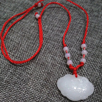Buddhist Woven Necklace Lotus Guanyin jade Buddha Pendant Long Life Lock Pendant Lucky Necklace
