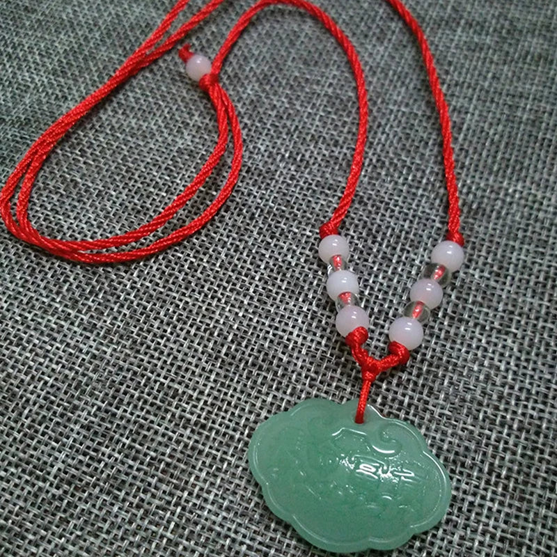 Buddhist Woven Necklace Lotus Guanyin jade Buddha Pendant Long Life Lock Pendant Lucky Necklace