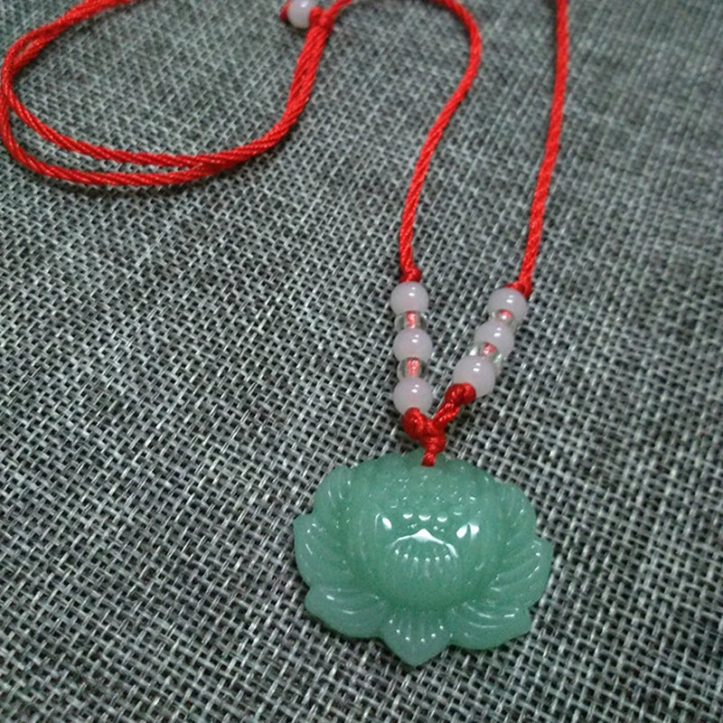 Buddhist Woven Necklace Lotus Guanyin jade Buddha Pendant Long Life Lock Pendant Lucky Necklace