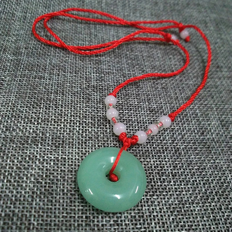 Buddhist Woven Necklace Lotus Guanyin jade Buddha Pendant Long Life Lock Pendant Lucky Necklace