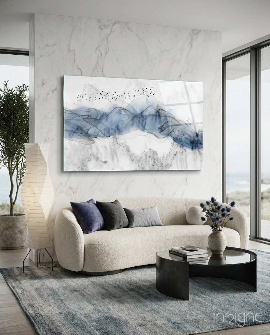 Blue Fog Glass Wall Art