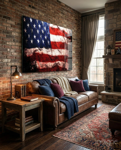 USA Flag Glass Wall Art