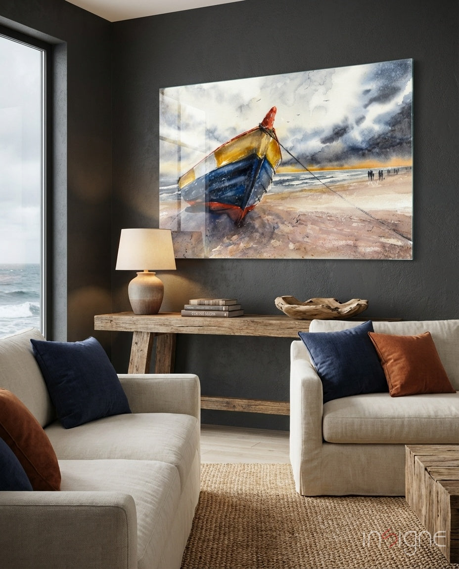 Solo Canoe Glass Wall Art
