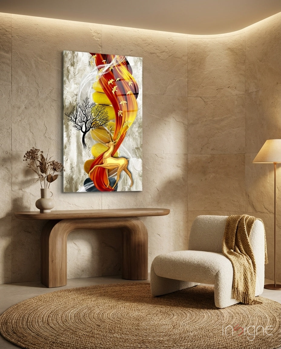 Abstract Deer Glass Wall Art