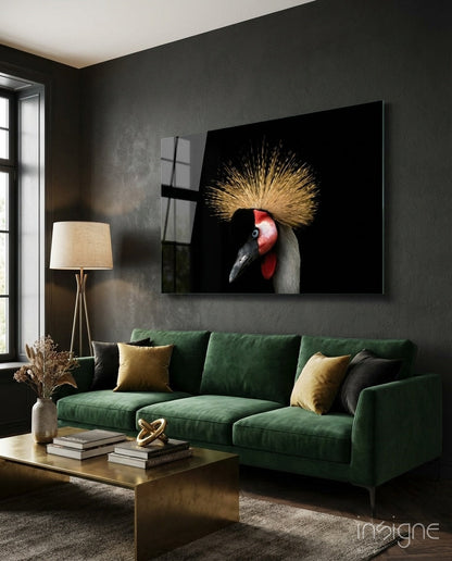 Crane Bird Glass Wall Art
