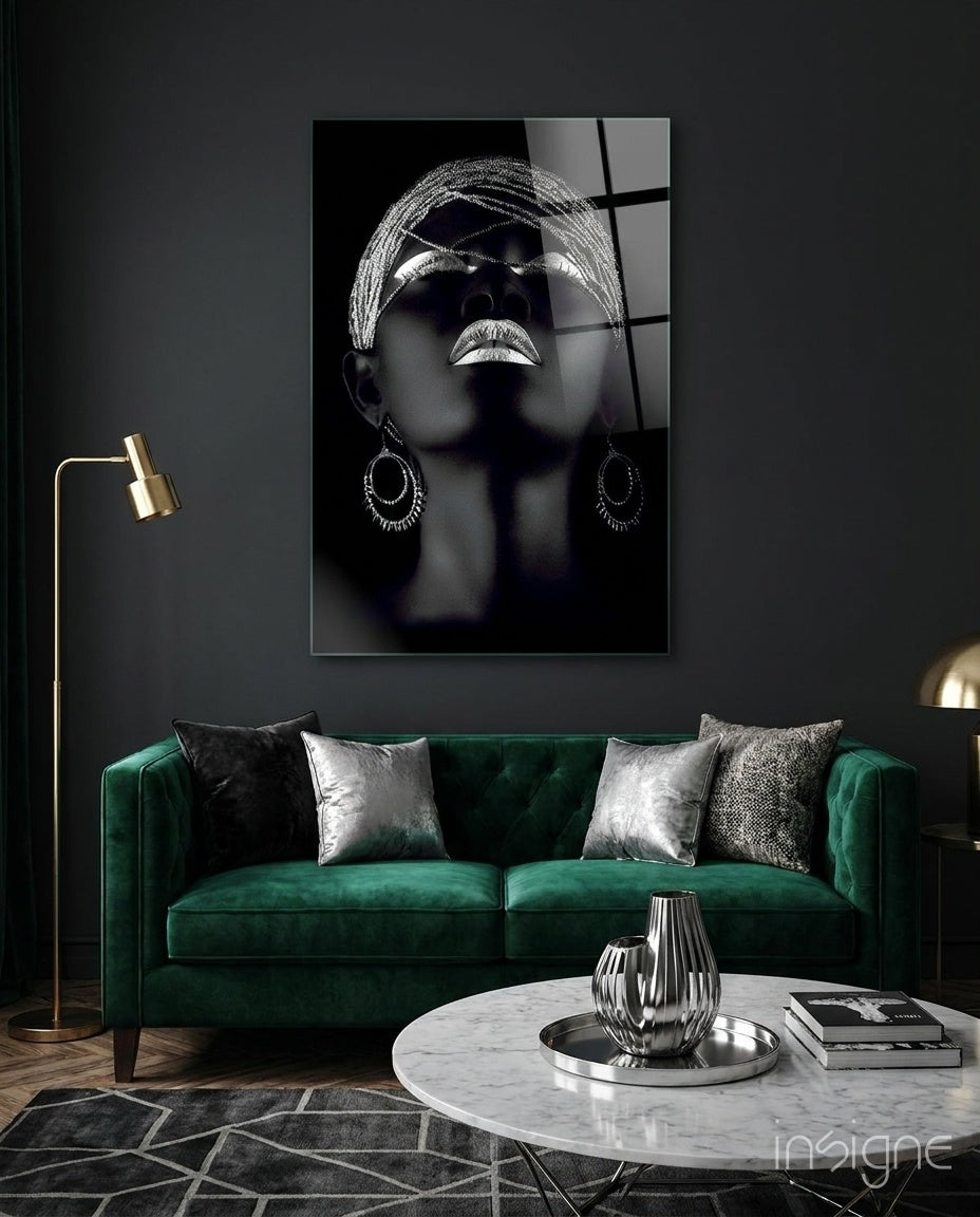 Silver Woman Glass Wall Art