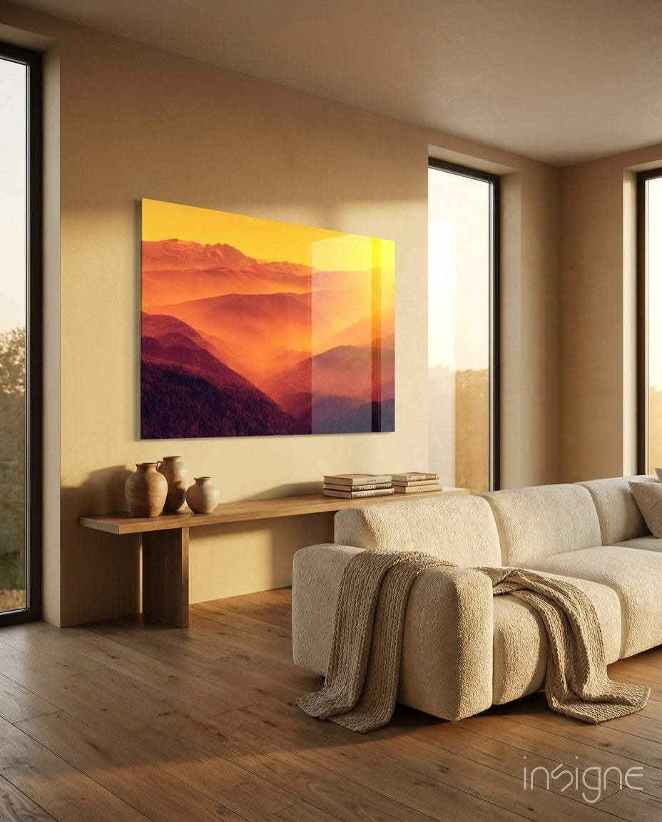 Warm Landscape Glass Wall Art