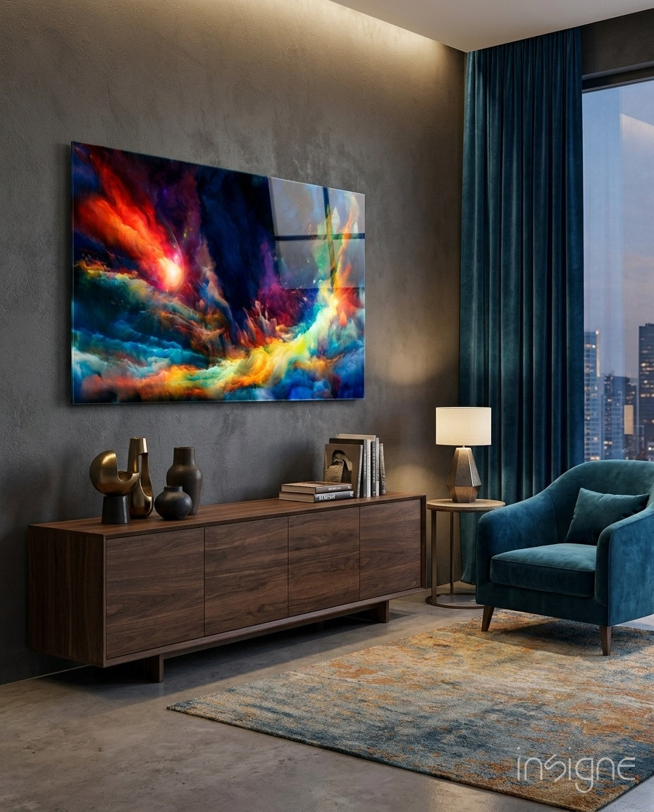 Colorful Space Glass Wall Art