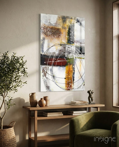 Layered Rings Warm Abstract Glass Wall Art