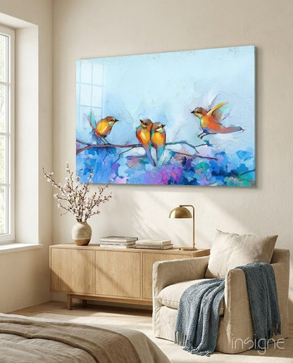Tiny Birds Glass Wall Art