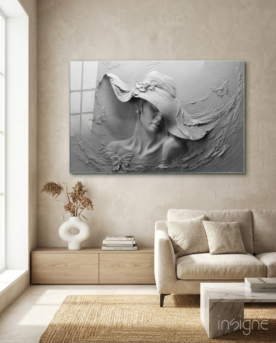 Relief Woman Glass Wall Art